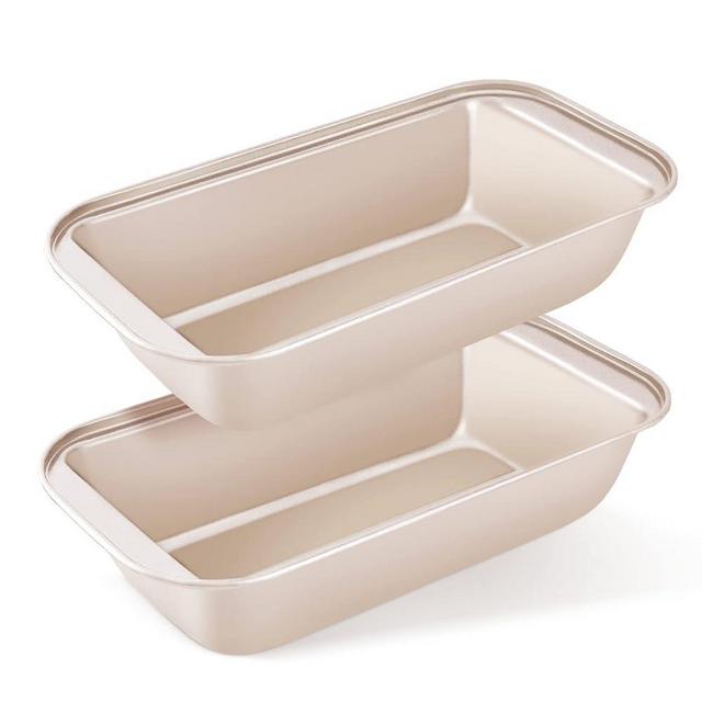KITESSENSU Bread Pan, Nonstick Loaf Pan with Easy Grips Handles, Carbon Steel Loaf Pans for Baking, Bread Pans for Homemade Bread, Brownies and Pound Cakes, Set of 2, Champagne Gold