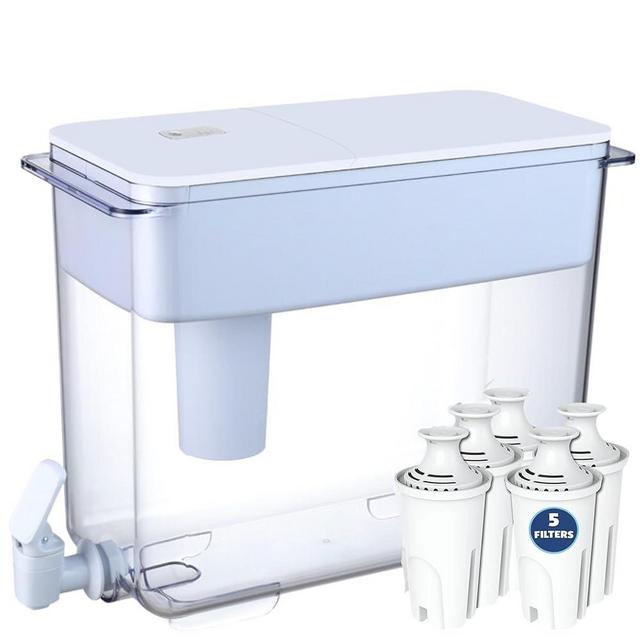 30-Cup Water Filter Pitcher & 5 Filters & Electronic Filter Change Reminder: Compatible w/Large Brita Water Pitcher Large Brita Water Dispenser, Brita Dispenser, Brita Ultramax & Brita Filter Pitcher