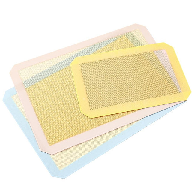 Colorful Silicone Baking Mat Non Stick,Food Safe Silicone Baking Sheet Easy to Clean, Reusable Silicone Mats for Baking Bread,Pizza,Cookies, Macaroons-3 pack(Pink+sky blue+lemon yellow)
