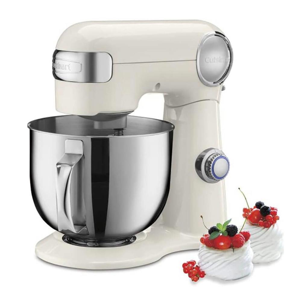 Cuisinart SM-50CRM Precision Master 5.5-Quart 12-Speed Stand Mixer with Mixing Bowl, Chef's Whisk, Flat Mixing Paddle, Dough Hook, and Splash Guard with Pour Spout, Coconut Cream