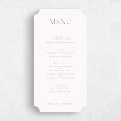 Beige Ticket Wedding Menu - Altair