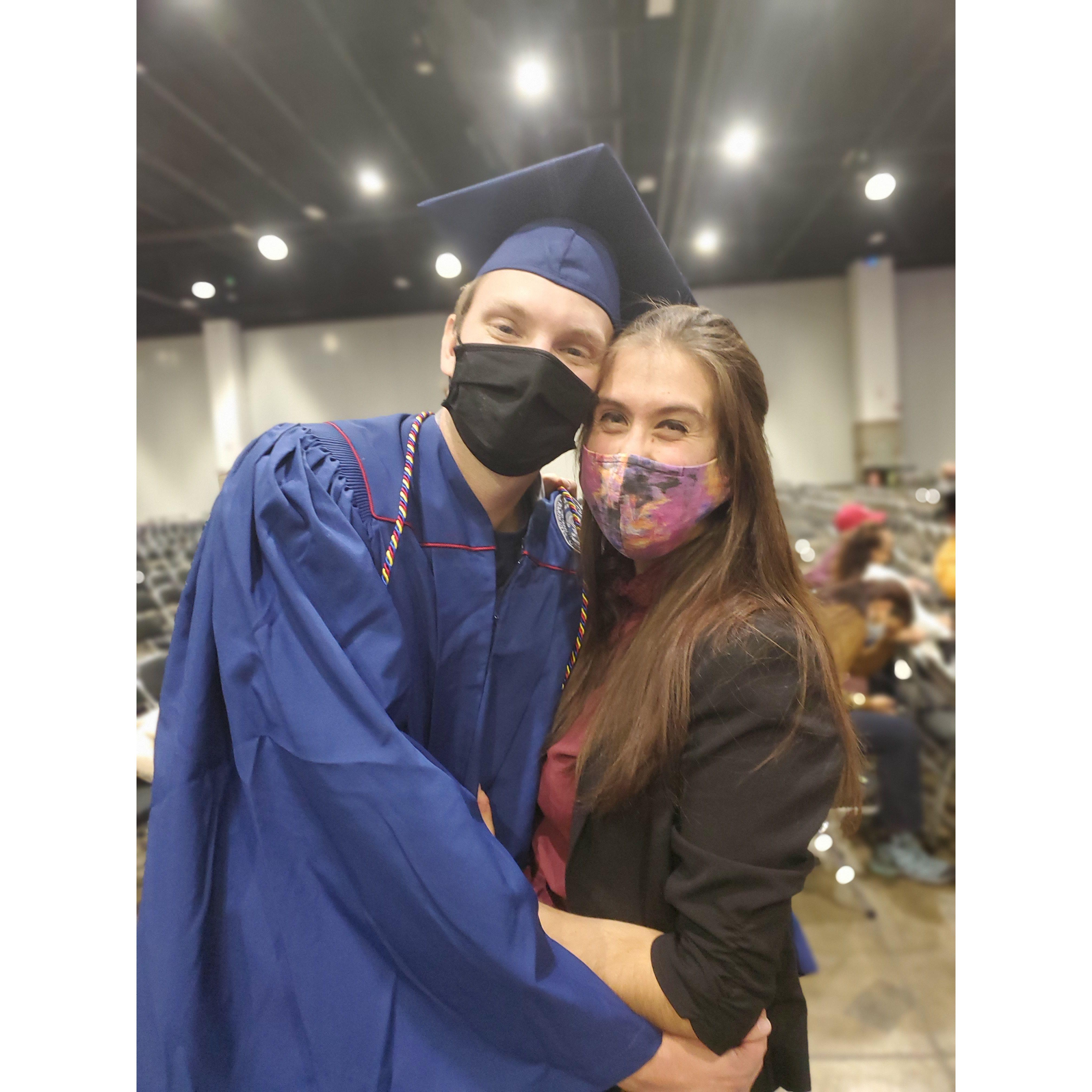 Jono's graduation from MSU Denver in December 2021. One degree hotter!