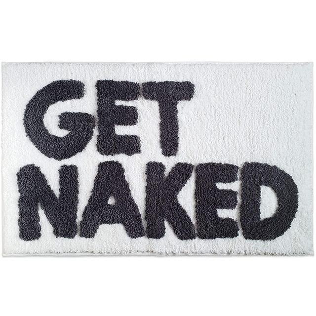New Mungo Get Naked Bath Mat - Bathroom Rugs for Bathtub Mat - Cute Bath Rugs for Apartment Decor - Bath Mats for Bathroom as Shower Floor Mat - Tufted Gray and White Bathroom Rug - 20" x 31"