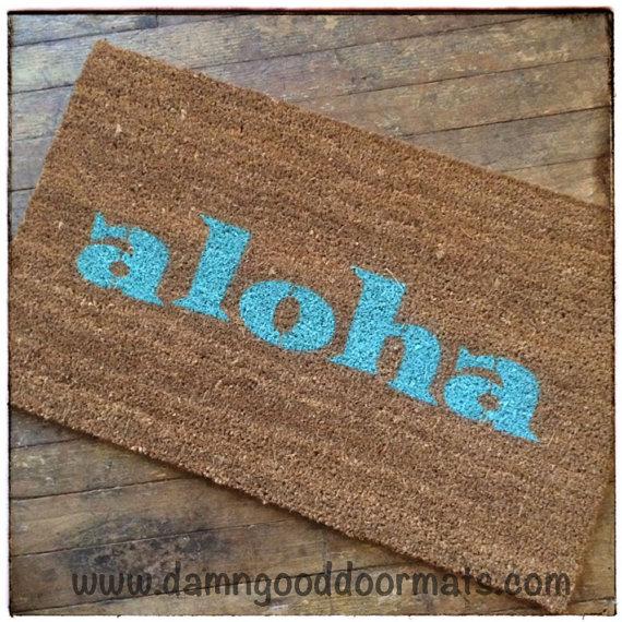 aloha tiki doormat - Hawaiian Hello / Goodbye