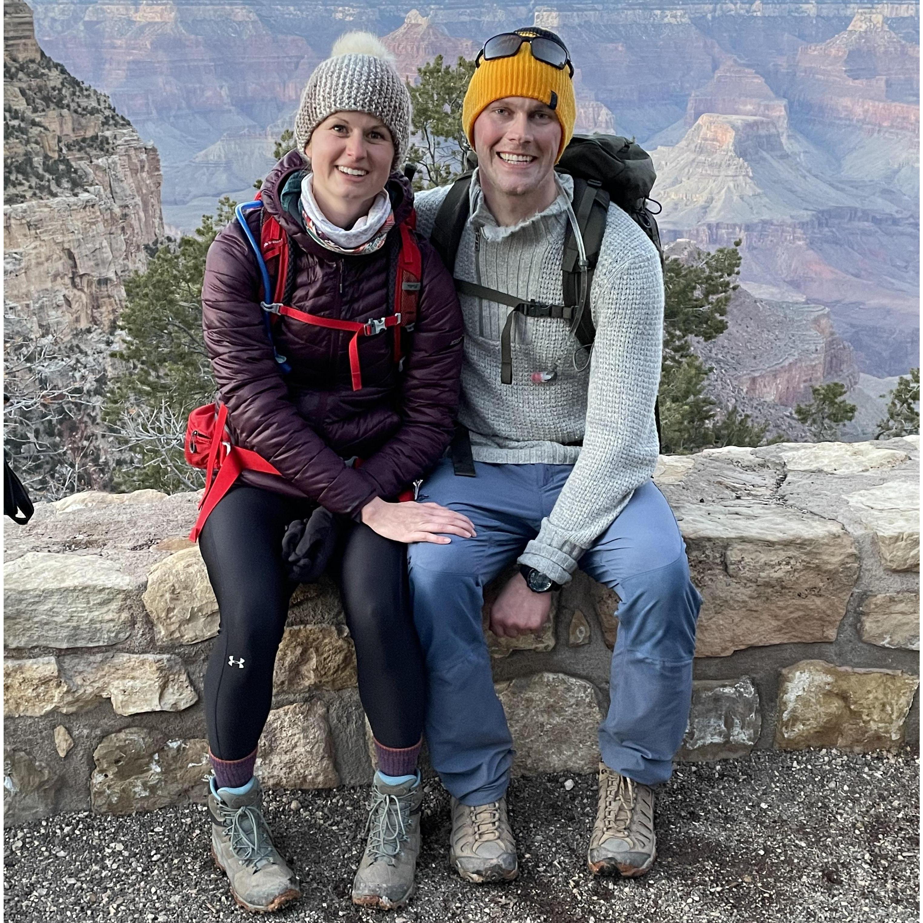 Hiking to the bottom of the Grand Canyon and back up in a day. We were wrecked!