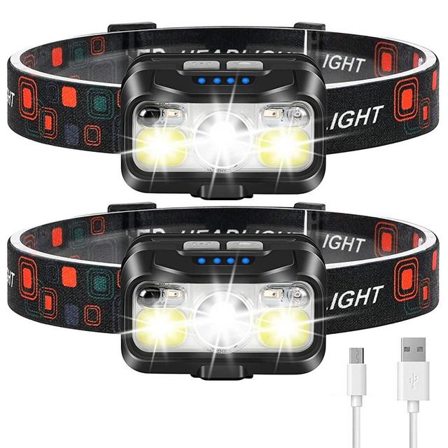 Headlamp Rechargeable, LHKNL 1100 Lumen Super Bright Motion Sensor Head Lamp flashlight, 2-PACK Waterproof LED Headlight with White Red Light, 8 Modes Head Lights for Camping Cycling Running Fishing