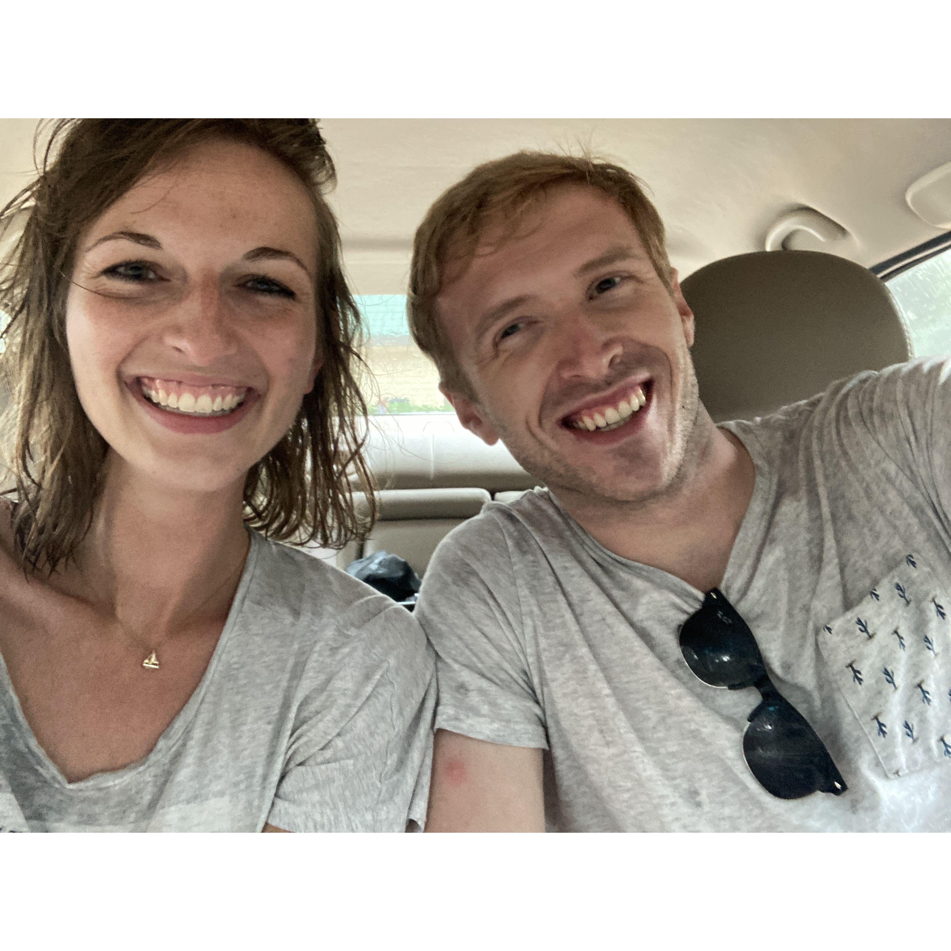 Caught in the rain on a Volksmarch, but I got a lovely wildflower bouquet!