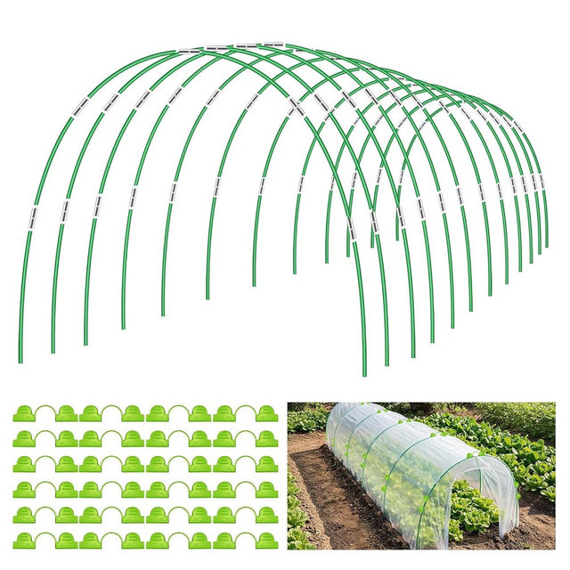 72 Pcs Garden Hoops for Raised beds, 12 Sets of 8 FT Rust-Free Fiberglass Support Greenhouse Hoops Grow Tunnel for Garden Netting Plant Shade Cloth Row Cover DIY Plant Support Garden Stakes