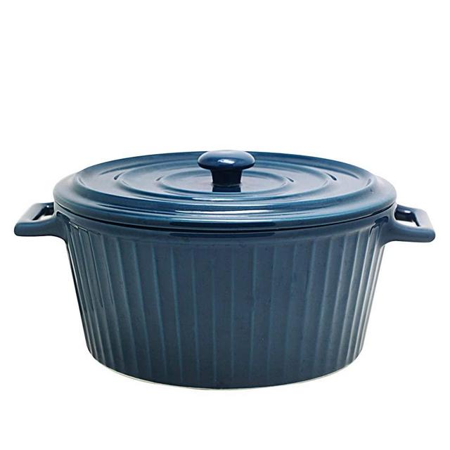 Jomop Casserole Dish with Lid 1.1 Quart Ceramic Casserole Pan for Bakeware Oven Colorful (1, Navy Blue)