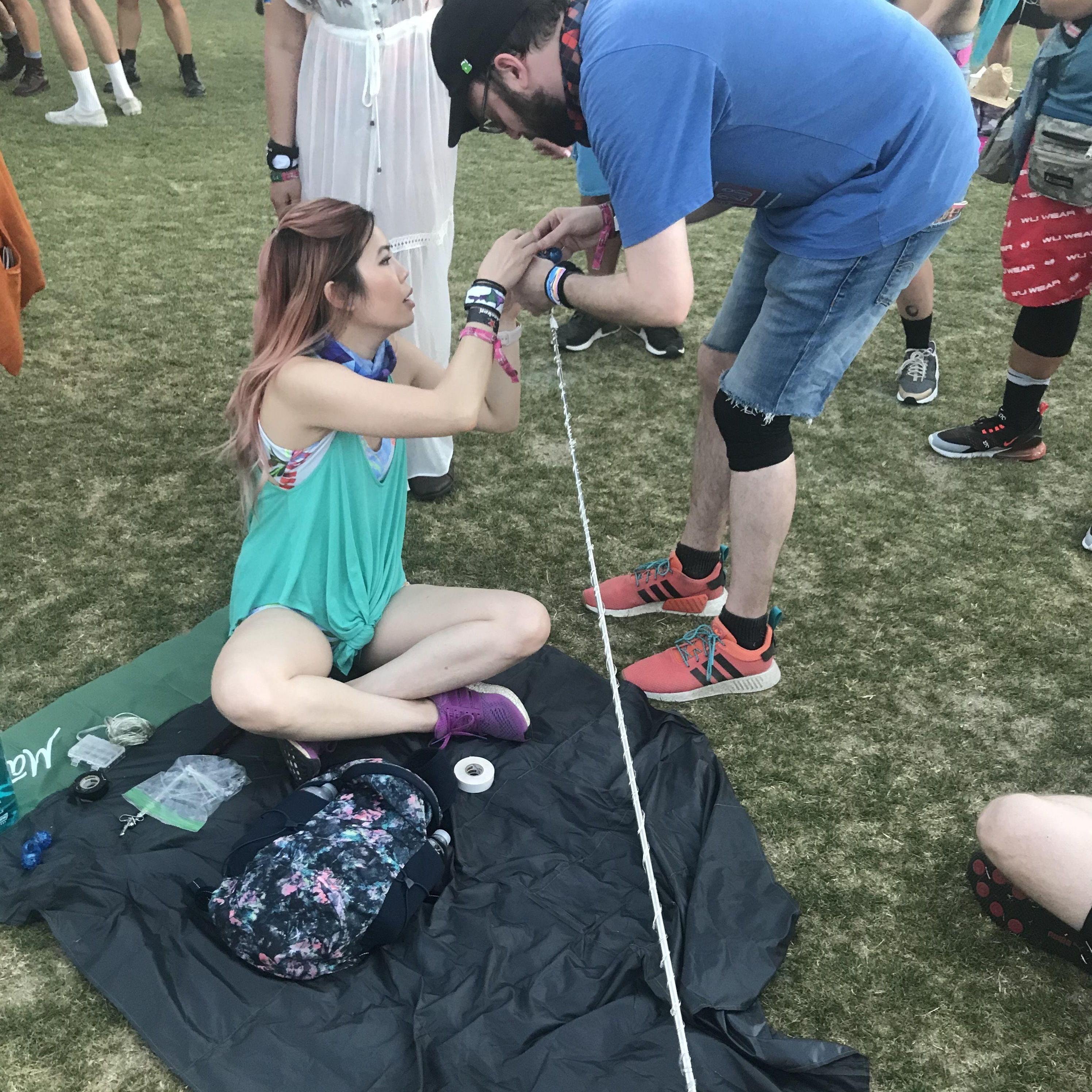 Making totems at Coachella