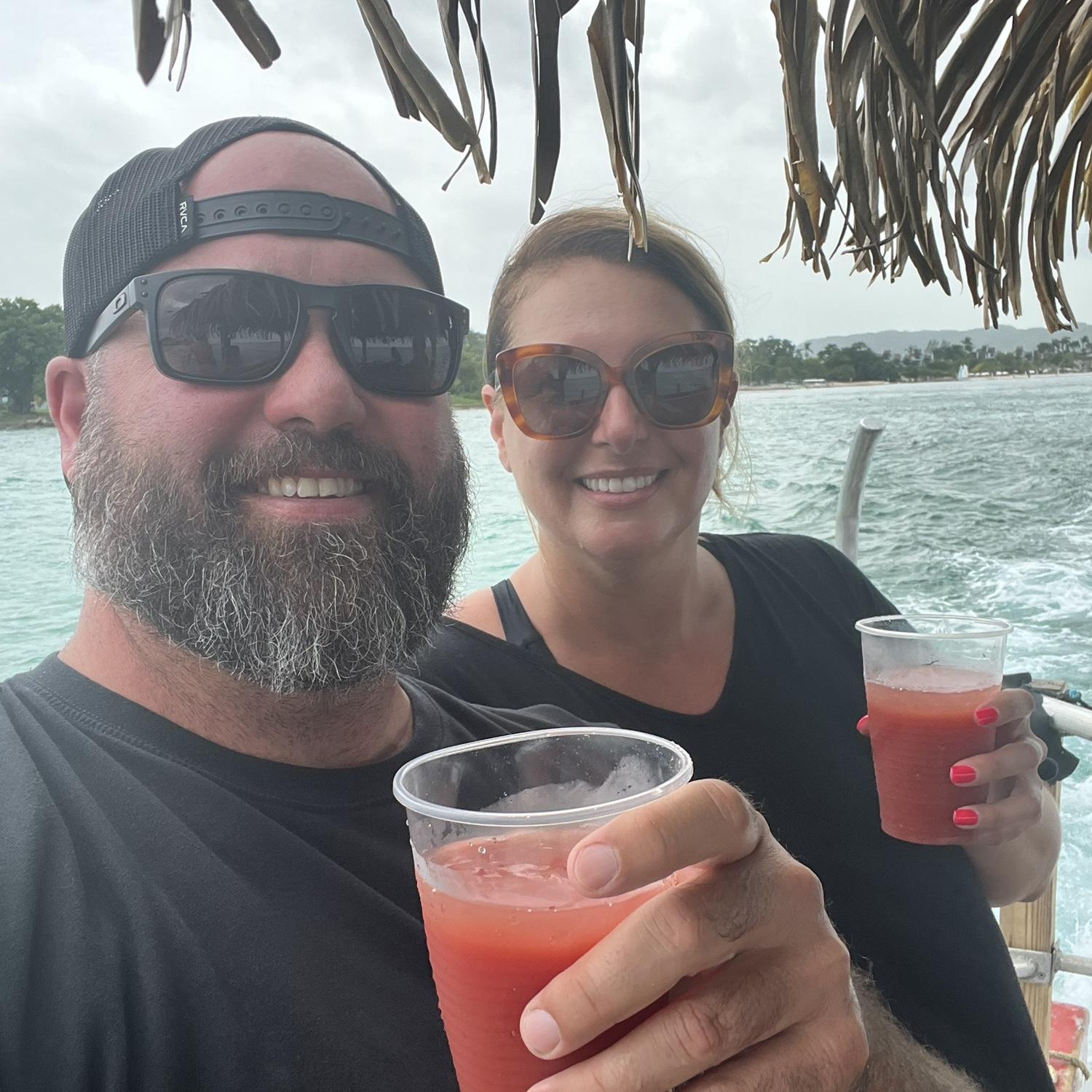 Tiki bar boat cruisin' in Jamaica. June, 2025