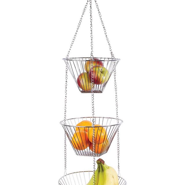 Fox Run Three Tier Hanging Wire Baskets, Chrome