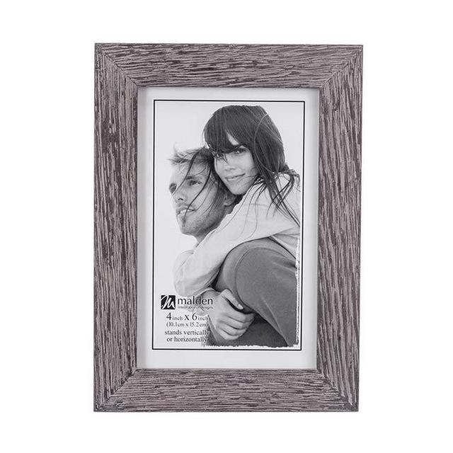 Malden International Designs 803-46 Linear Rustic Wood Picture Frame, 4x6, Rough Gray