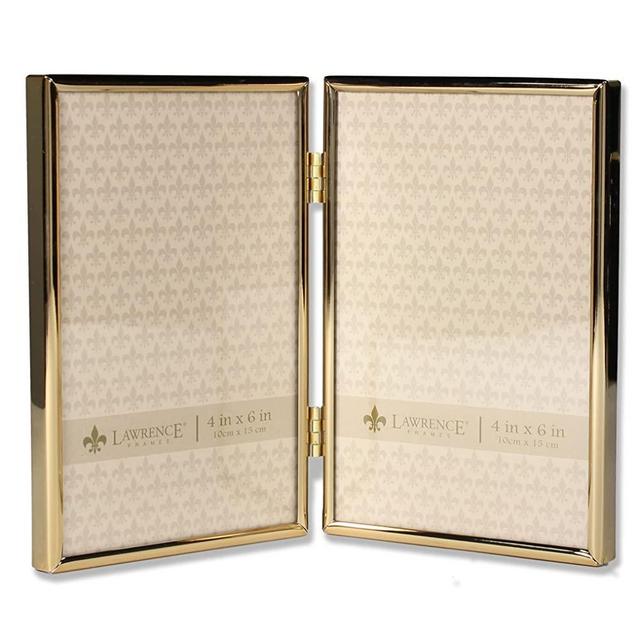 Lawrence Frames 4x6 Hinged Double Simply Gold Metal Picture Frame