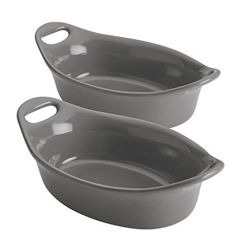 Rachael Ray 47855 2-Piece Stoneware Au Gratin Set, Gray