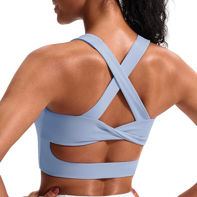 Sports Bras for Women Criss-Cross Back Padded Workout Tank Tops Medium Support Crop Tops for Women