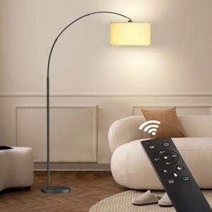 Asem 78.7'' Arched/Arc Floor Lamp with Remote Control, LED Bulb Included, and Big Drum Shade - Matte Black