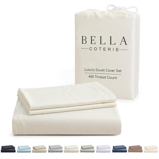 Bella Coterie Luxury Bamboo Viscose California King Size Duvet Cover Set | 100% Organically Grown | Corner Ties | Ultra Soft | Cooling | Two Pillow Shams | 106 x 94 | No Insert [Ivory]
