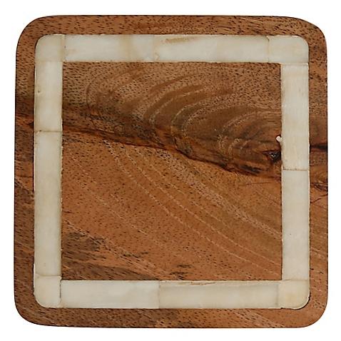 Thirstystone® Square Mango & Bone Coaster in Brown/White