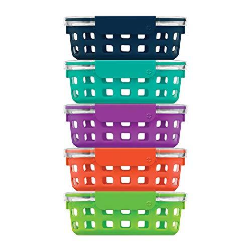 Ello DuraGlass Glass Food Storage Containers with Sillicone Protection