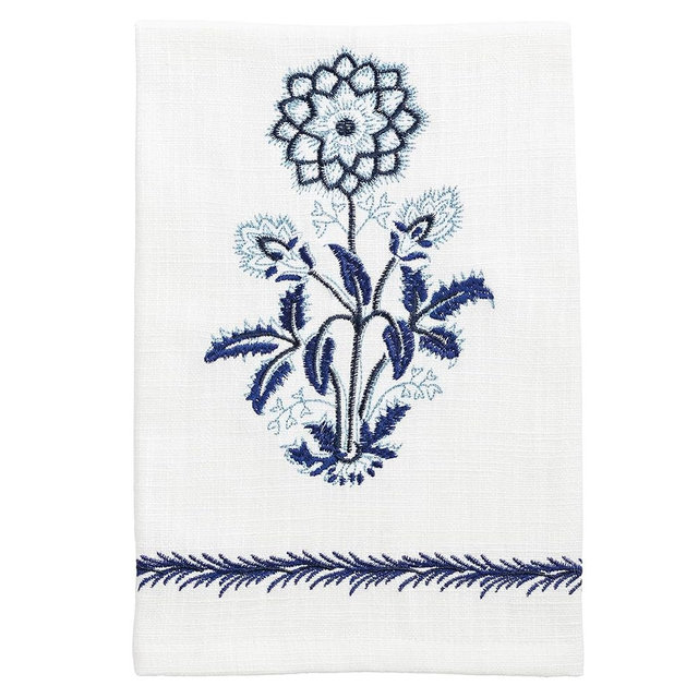 Mud Pie Cotton Blue Single Flower Towel