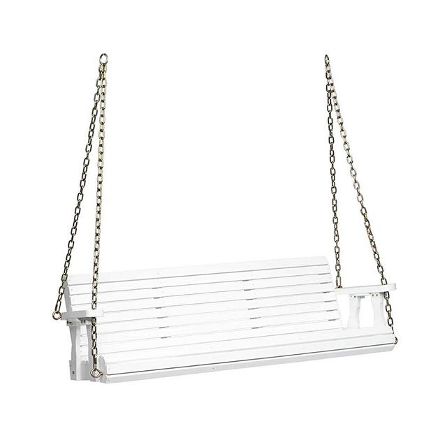 VINGLI Upgraded Patio Porch Swing for Courtyard & Garden, Heavy Duty 800 LBS Swing Chair Bench with Hanging Chains for Outdoors (5 FT, White)