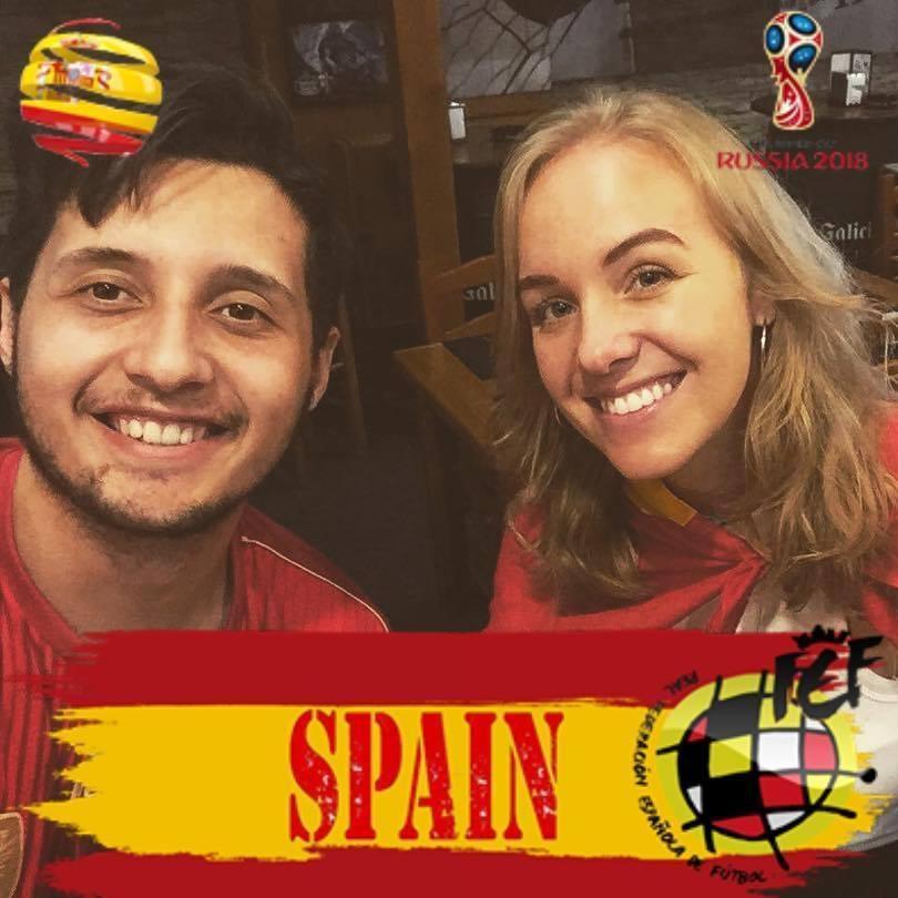 Cheering for Spain at the World Cup 2018