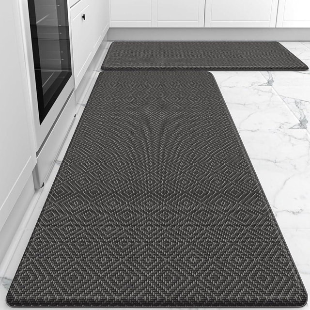 Mattitude Kitchen Mat 2PCS Kitchen Rugs Cushioned Anti-Fatigue Rug Waterproof Standing Desk Mat Kitchen Mats for Floor Kitchen Rug Set for Kitchen, Sink, Office 17.3"×30"+17.3"×47" Dark Grey