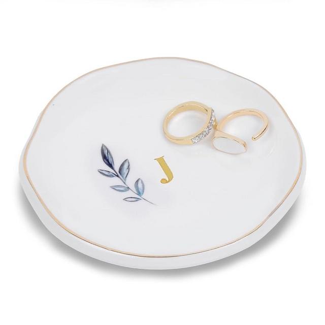 Personalized Ceramic Ring Dish, Initial Jewelry Tray for Rings, Earrings, Necklaces & Bracelets, Gift for Engagements, Birthdays, Holidays, Mom, Sister, Bridesmaid, Bride-to-Be, 4" Ring Plate