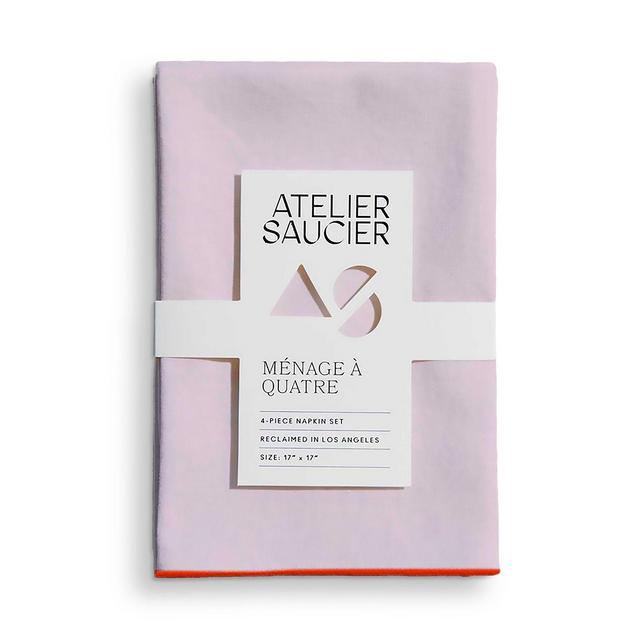 ATELIER SAUCIER Blush & Orange Linen Napkins, Set of 4