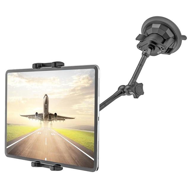 Kolasels Aviation Tablet Holder for Pilots [High-Pressure Suction Cup] Metal Long Arm Tablet Mount for Aircraft Windshield, Console, Compatible with iPad Pro 12.9, Mini, 4-13" Tablets Phones