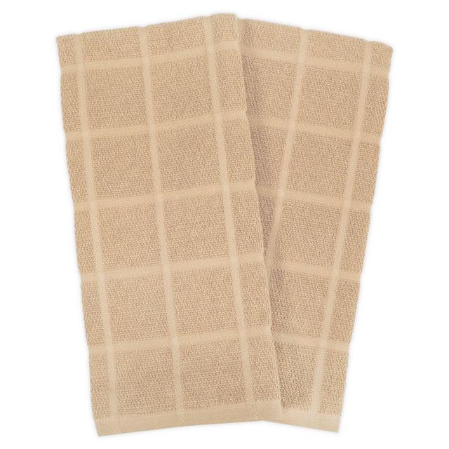 KitchenSmart® Colors Solid Windowpane Kitchen Towels in Sand (Set of 2)