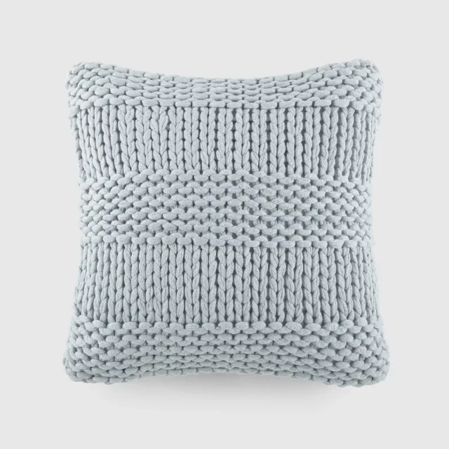 Cozy Chunky Knit Throw Pillow Cover And Pillow Insert - Becky Cameron, Light Blue, One Size