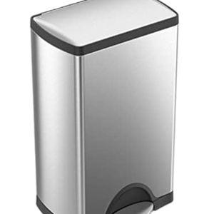 simplehuman 38 Liter / 10 Gallon Rectangular Kitchen Step Trash Can, Brushed Stainless Steel