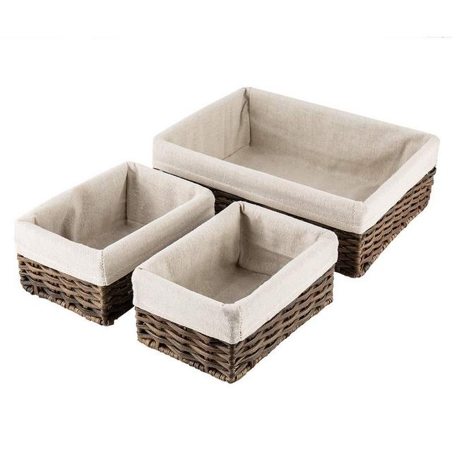 HOSROOME Handmade Wicker Storage Baskets Set Shelf Baskets Woven Decorative Home Storage Bins Decorative Baskets Organizing Baskets Nesting Baskets(Set of 3,Brown)