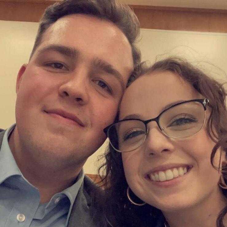 A picture of us at a mutual friend's wedding.