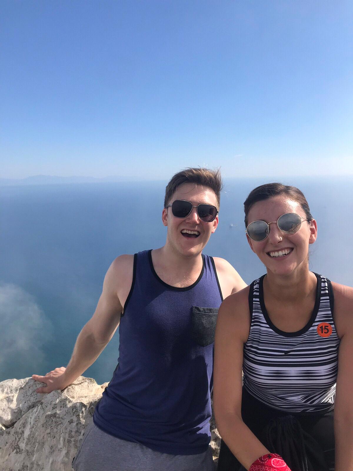 At the very top of the Rock of Gibraltar. Not pictured: thieving monkeys