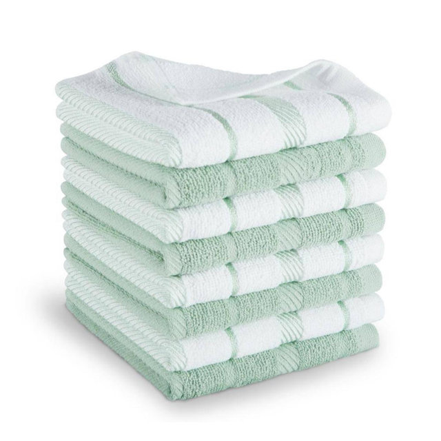 KitchenAid Albany Pistachio Striped Cotton Dishcloth Set (8-Pack) ST015267TDKA 326