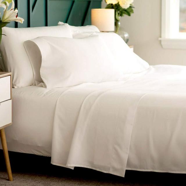 Bamboo Soft - Eco Friendly, Wrinkle Resistant Bamboo Fiber - Hypoallergenic and Breathable Viscose from Bamboo Blend 4pc Sheet Set (White, Queen)