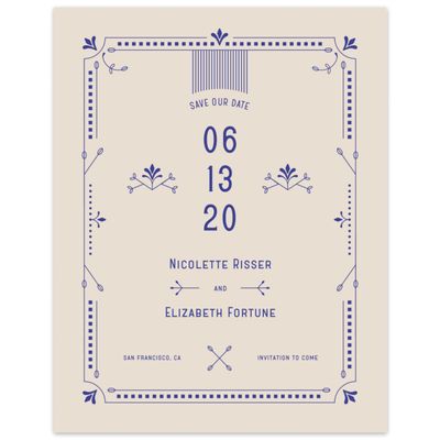 Blue Bordered Wedding Digital Save the Date - Augusta Type