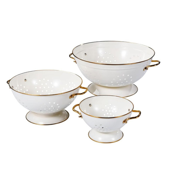 Metal Colander Set of 3, Strainer Basket with Handles