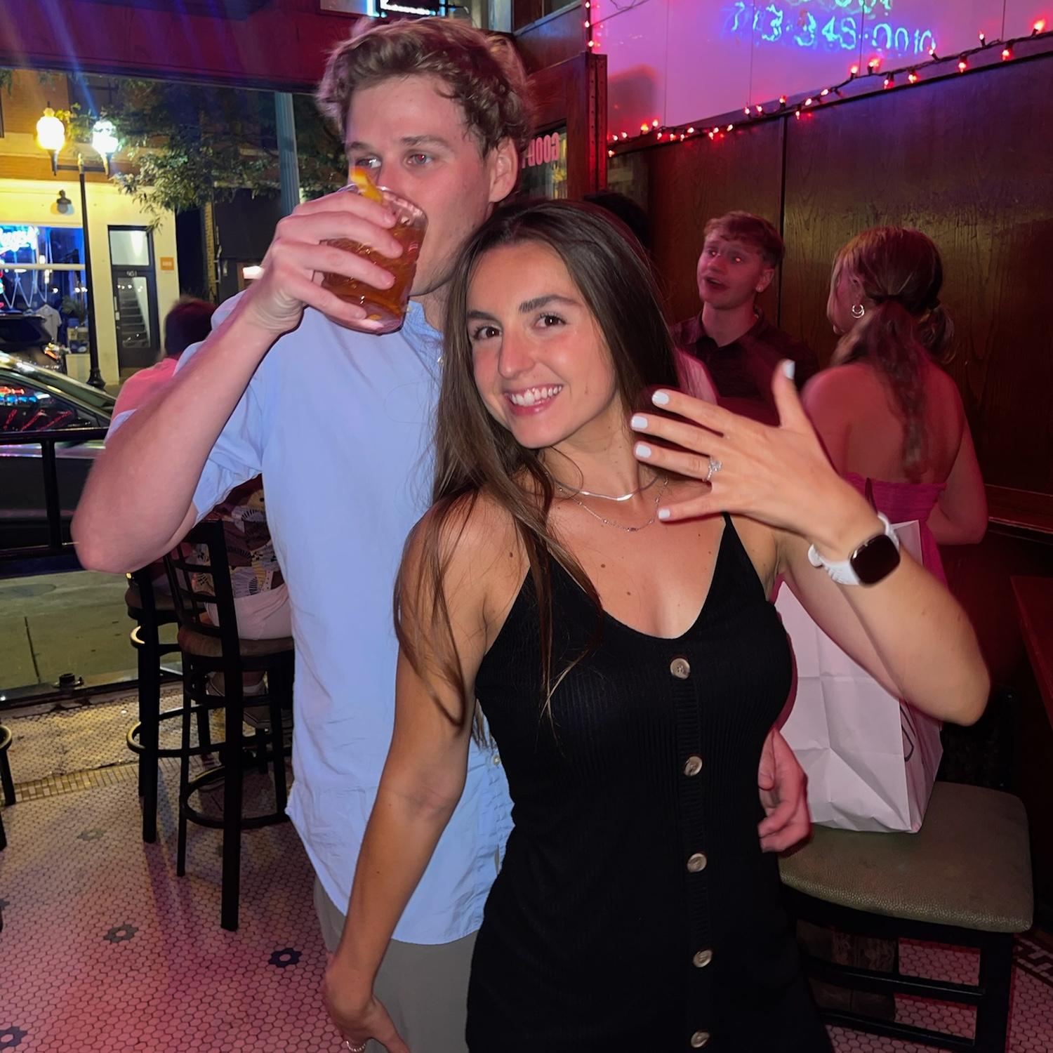 Cheers! The night we got engaged