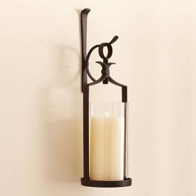 Artisanal Wall-Mounted Pillar Lantern, Iron