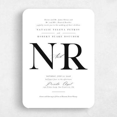 White Rounded Wedding Invitation - Holt Classic