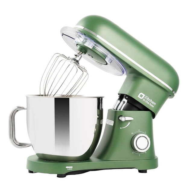 Kitchen in the box Stand Mixer - 6.5 Quart Mixing Bowl with Handle, 900 Watt Powerful Heavy Bread Dough Standing Mixers Tilt-head with Dough Hook, Whisk, Flat Beater and Splash Guard (Green)