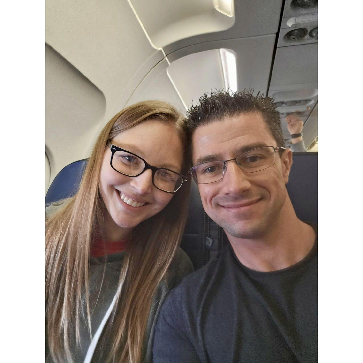 Our first flight together (to Arizona).