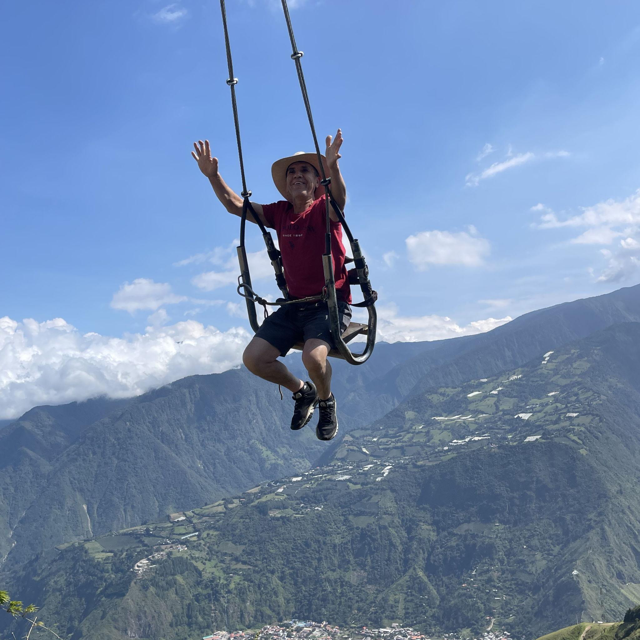 Baños de Agua Santa – Robert Hurtado on the giant swing, having the time of his life.