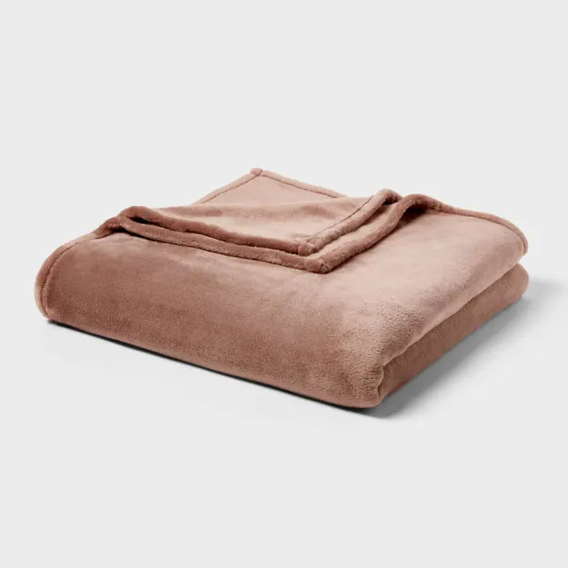 Full/Queen Microplush Blanket Brown - Threshold™