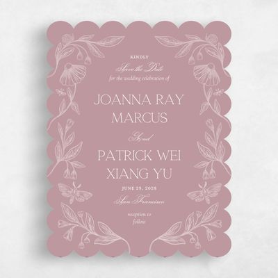Pink Scalloped Wedding Save the Date - Gaspard Portrait