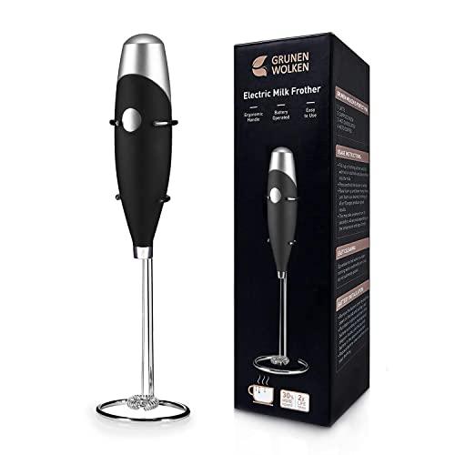 Milk Frother Handheld Get Froth in 7 Seconds High Powered Low Noise with Support Stand and Coffee Stencils Electric Milk Coffee drink Mixer Perfect for Coffee Cappuccino Matcha and Hot Chocolate